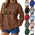 thumbnail image 2 of larppty Merry Christmas Sweatshirt for Women Drop Shoulder Long Sleeve Christmas Tree Pullover Lightweight Party Shirt (Green, XL), 2 of 9