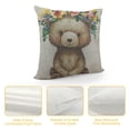 thumbnail image 4 of Bear Floral Girl Throw Pillow Cover Nursery Boho Woodland Pillow Case  Decorative Men Women Boy Girl Room Cushion Cover for Home Couch Bed, 4 of 5