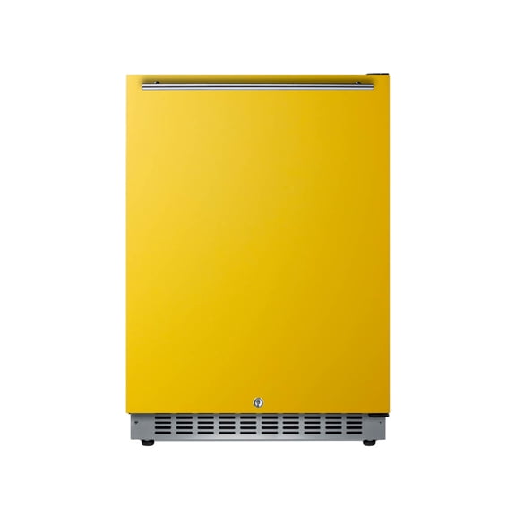 Summit 24" Built-In Refrigerator, 4.8 cu.ft., ADA Compliant, Undercounter, Yellow, Stainless Steel - AL54Y