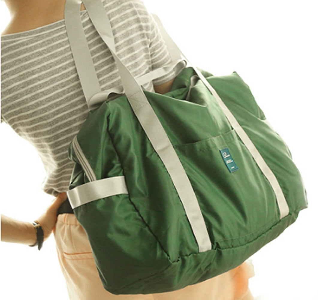 Zzfab folded Up Small Light Weight Heavy Duty Big Travel Bag Green