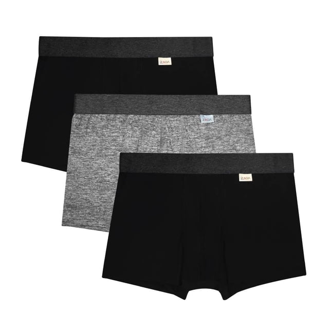 Bóxer Zaga para Hombre, Largo Double Brush Negro 3 Piezas Talla G Negro Talla G