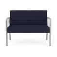 thumbnail image 2 of Waterfall Reception Waiting Room Healthcare Loveseat / Silver Steel / Navy Blue, 2 of 5