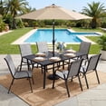 thumbnail image 3 of TLSUNNY Outdoor Patio Dining Set for 6-Person, Rectangle Iron Table & Textilene Chairs, W/ Adjustable Umbrella & Foot Pads, for Deck, Garden, Party, 3 of 11