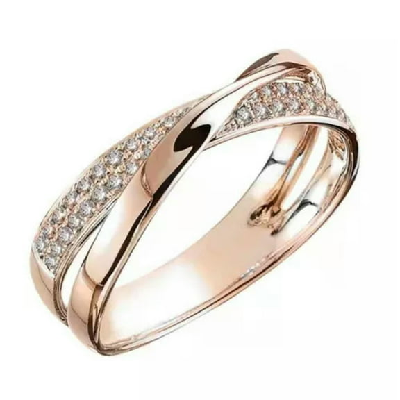 HOOUN Gorgeous 925 Silver,Rose Gold Rings for Women Cubic Zirconia Jewelry Size 5-11-Rose Gold-8