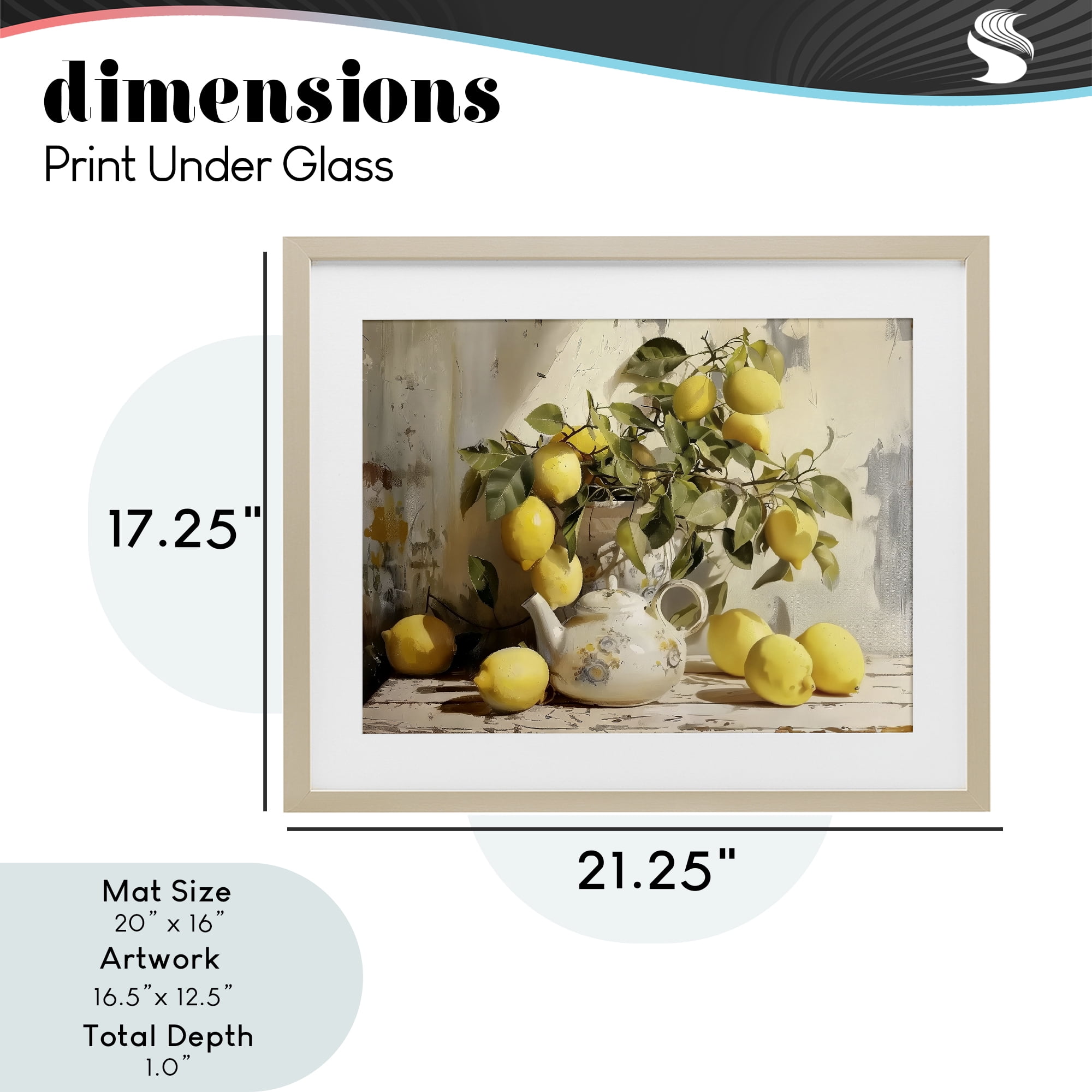 Stupell Industries Lemon Still Life with Teapot Birch Framed Print Under Glass, design by LSR Design Studio
