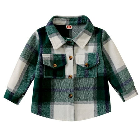 

0-5Y Kids Baby Boys Girls Plaid Flannel Long Sleeve Button Down Shirt Tops Toddler Fall Clothes