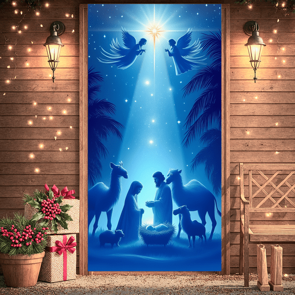 Religious Design Christmas Nativity Scene Decorative Banner for Holiday Event Indoor Decoration