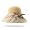 thumbnail image 2 of CoCopeaunt Black Glue Bow Sunshade Hat Woman Summer Hollow Straw Hat uv Large-Brimmed Knitted Sunblock Fishermans Hat, 2 of 6