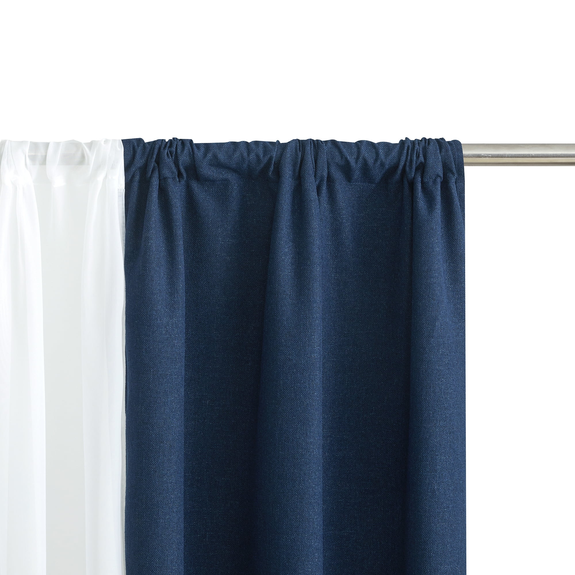 Mainstays Solid Twill Blackout Curtain Panel and Sheers, Set of 4, Blue Cove, 27.5" W x 84" L