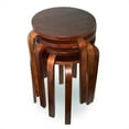 thumbnail image 4 of Linon Tenley Tabourets Ronds en Bois Courbé 18 Pouces Ensemble de Quatre en Brun Wenge, 4 of 10
