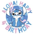thumbnail image 2 of Girl's Lilo & Stitch Aloha! Happy 4th Birthday Graphic Tee White Large, 2 of 4
