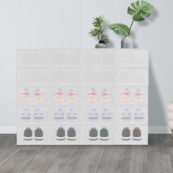 20PCS Stackable Shoe Storage Box Plastic Sneaker Display Case Organizer Durable