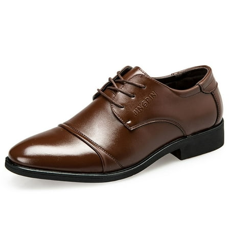 XDDST Dress Sneakers Fashion Summer and Autumn Men Leather Shoes Low Heel Pointed Toe Lace Up Solid Color Simple British Style