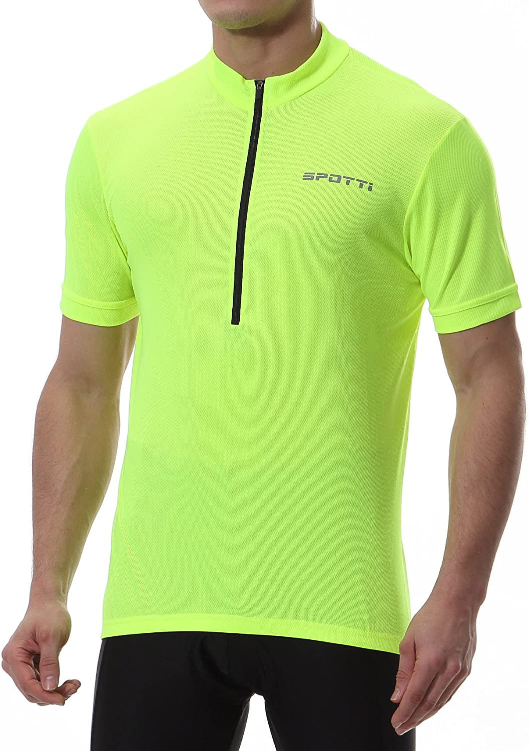 Breathable Mens Cycling Jersey Quick Dry Bike Short Sleeve Shirt with 3 Rear Pockets-Green S 