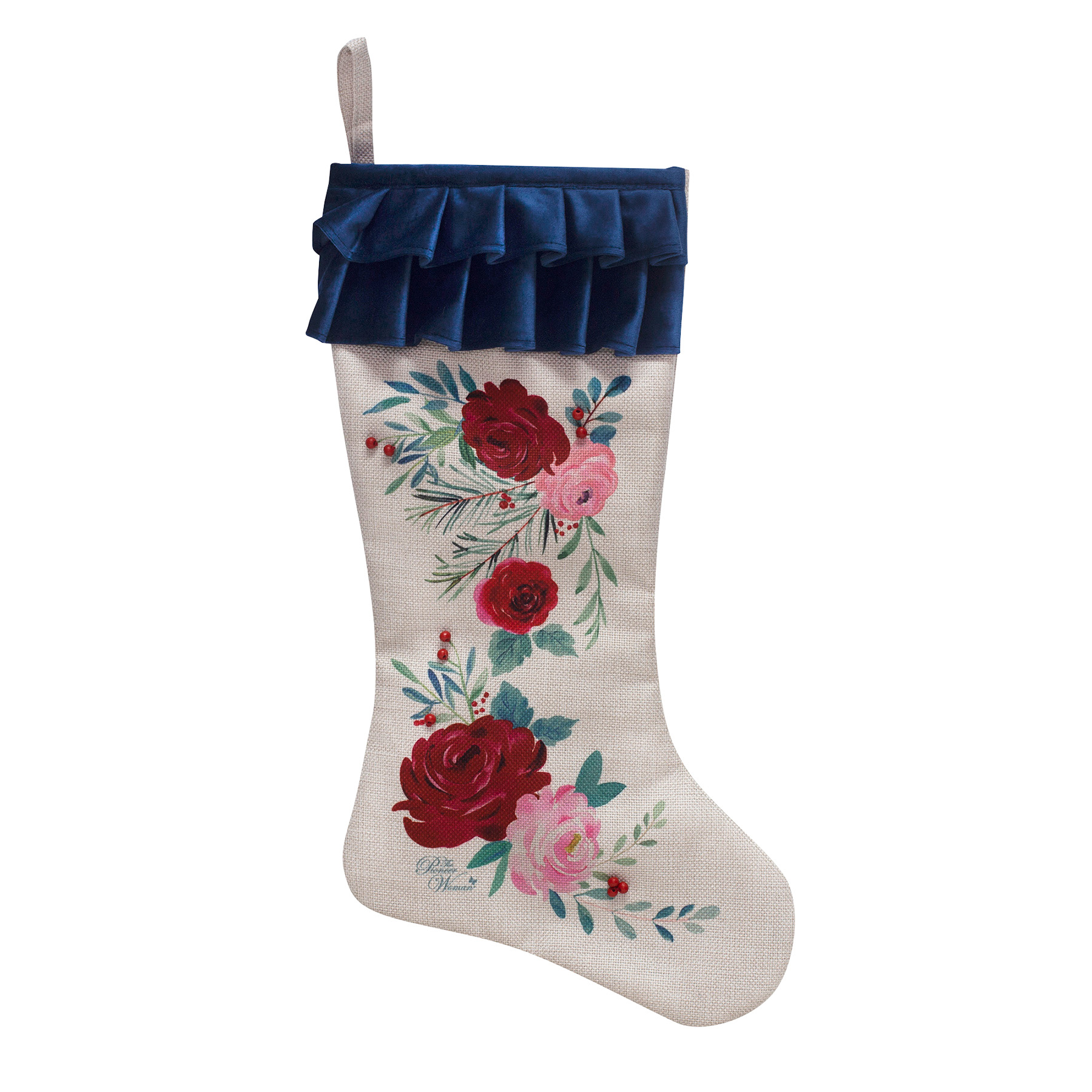 The Pioneer Woman Set of 2 Red Roses Ruffle Christmas Stockings, 20" - image 5 of 9