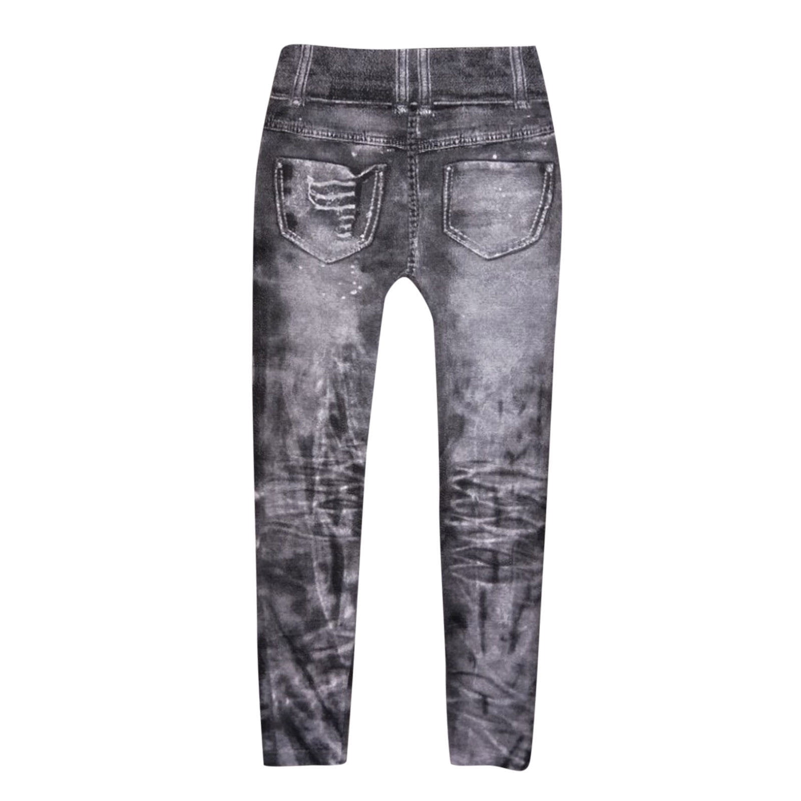 SELONE Plus Size Leggings for Women Casual Butt Lifting Jean Yogalicious Faux Denim Print Utility Dressy Everyday Soft Jeggings Capris Leggings Capri Jeggings Athletic Leggings for Women 14-Gray XXXL