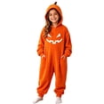 thumbnail image 4 of Kids Pumpkin Lantern Hooded Onesie Plush Halloween Pumpkin Romper with Hood One Piece Jumpsuit, 4 of 4