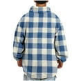 thumbnail image 4 of Mens Plaid Flannel Hoodies Quarter Zip Trendy Sweatshirts Casual Pullover Long Sleeve Tops Stylish Loose Fleece Shirt Outfit (2XL, Blue#A), 4 of 6