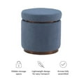 thumbnail image 3 of Linon Hawn Round Padded Storage Ottoman Dark Wood Trim in Blue Gray Sherpa, 3 of 11
