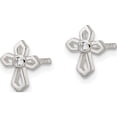 thumbnail image 3 of Sterling Silver Polished Cross Cz Post Earrings (8.72 X 7.5) Made In Thailand qe16573, 3 of 6