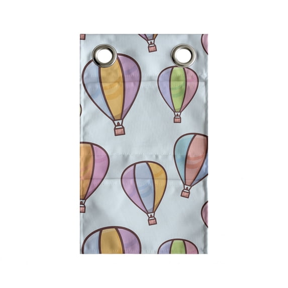 Hot Air Balloon Hanging Pocket Organizer, Pastel Colored Sky Vehicles Repetitive Print, Printed Polyester Storage Bag with Pockets, 9" x 16", Pale Blue Multicolor