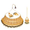 thumbnail image 6 of Efulgenz Indian Bridal Green Wedding Jewelry Set Traditional Necklace Set for Women Kundan Crystal Antique Choker Necklace Chanbaali Earrings with Maang Tikka Bollywood Jewelry, 6 of 6