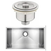 American Imaginations 27-in. W Undermount Brushed Nickel Laundry Sink Set For Wall Mount Drilling - Strainer Included