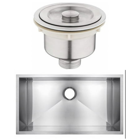 American Imaginations 27-in. W Undermount Brushed Nickel Laundry Sink Set For Wall Mount Drilling - Strainer Included