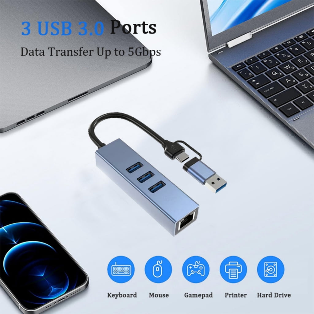 Fast Speed 1000Mbps 100Mbps USB C USB A Gigabit Ethernet Adapter Hubs For Laptops Tablets And Phones