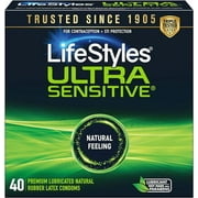 Lifestyles Ultra Sensitive Natural Feeling Lubricated Latex Condoms, 40 Ea..