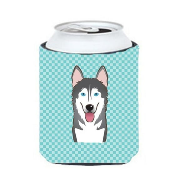 Checkerboard Blue Alaskan Malamute Can Or Bottle Hugger, 12 Oz.