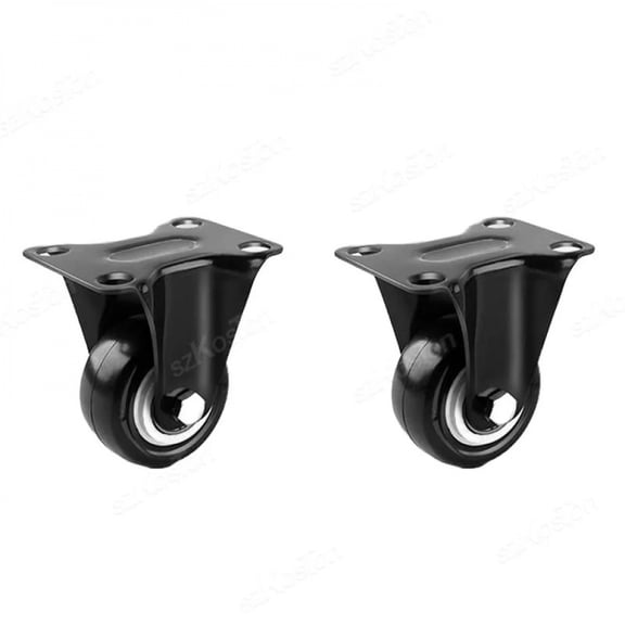 2pcs 1.5 inch 2inch Heavy Duty Black Swivel Castor Wheels Trolley Furniture Caster PP Material Flat Brake Gold Drill Caster