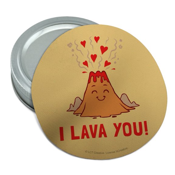 I Lava You Love Volcano Funny Humor Round Rubber Non-Slip Jar Gripper Lid Opener