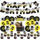 thumbnail image 1 of Decoración para fiesta de cumpleaños de Batman, vajilla desechable de superhéroe, juego de vasos, platos y manteles para cumpleaños de niños, suministros de baño para bebés, 1 of 3