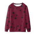 thumbnail image 5 of Red Womens Sweatshirt Women's Star Print Hatless Sweatshirt Long Sleeve Fashion Top Sweatshirt Loose Pullover Top Fall Clothes for Women, 5 of 5