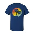 thumbnail image 2 of Two Coconut Palm Trees Beach Sunset | Mens Pop Culture Graphic T-Shirt, Royal, Large, 2 of 4