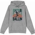 thumbnail image 4 of Ballin Slam Dunk Adult Heather Gray Long Sleeve Hoodie-Medium, 4 of 6