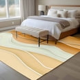 thumbnail image 4 of 6'x9' Area Rugs, Yellow Brown Indoor Outdoor Area Rug for Living Room Bedroom, Gradient Wave Stripes Modern Geometric Washable Bathroom Rugs Kitchen Floor Carpet Mats Home Decor Aesthetic, 4 of 8