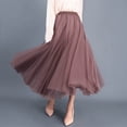 thumbnail image 3 of Women's Long Tulle Skirts High Waist A-Line Layered Tutu Mesh Skirts Ankle Length Elastic Flowy Skirt Flowy Flared Ruffle Skirts Beach Vacation Going Out Outfits, 3 of 6