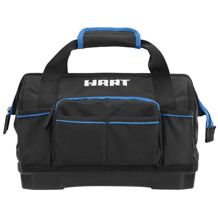 HART 14-inch Hard Bottom Tool Bag, Waterproof Base, 17 Pockets