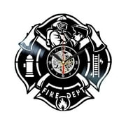 Firefighter Fire Department Logo Gift For Men Vinyl Record Wall Clock Home Decor