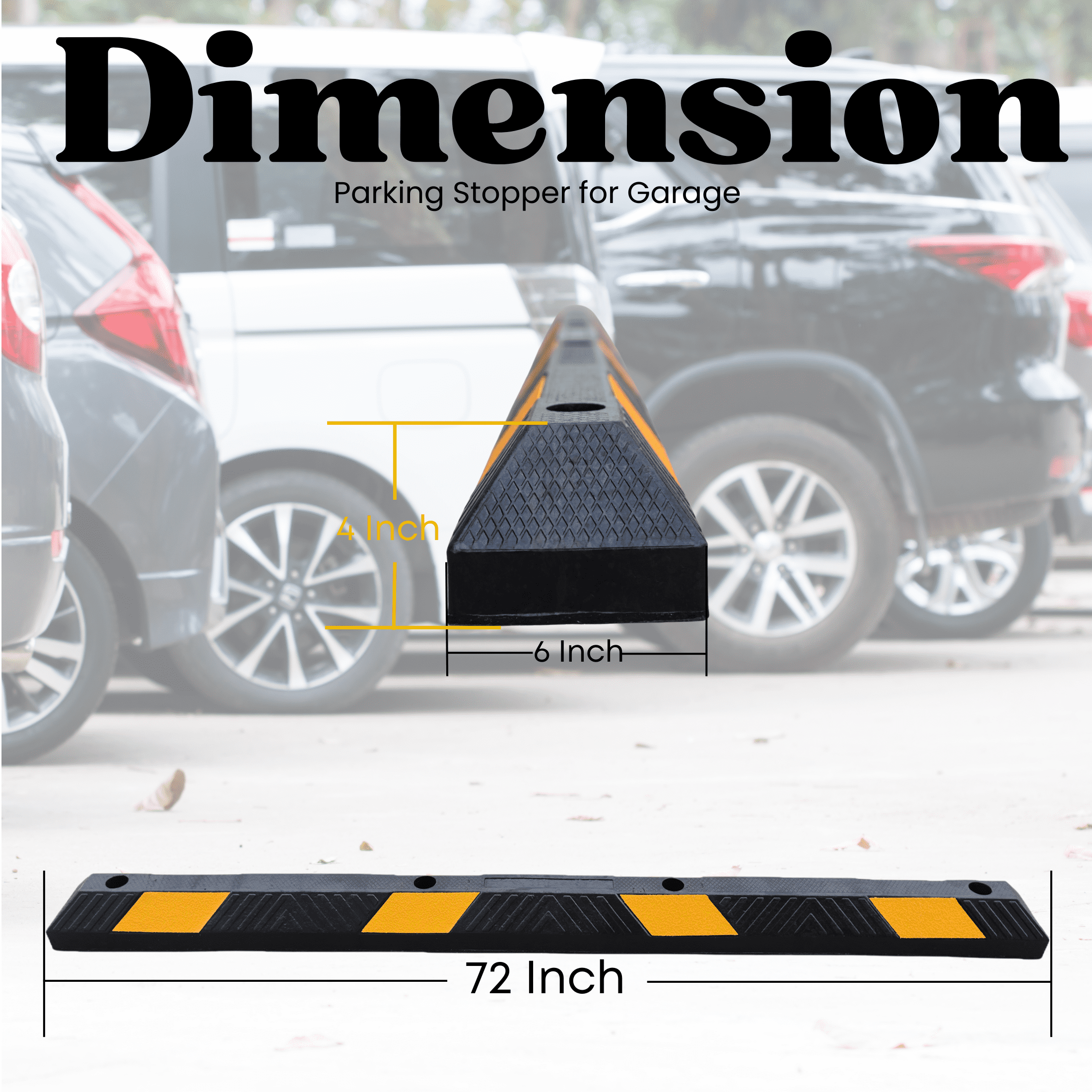 BESEA 2 Pack Parking Stopper for Garage, 6 FT Rubber Parking Block Garage Floor Stopper, Safe Parking