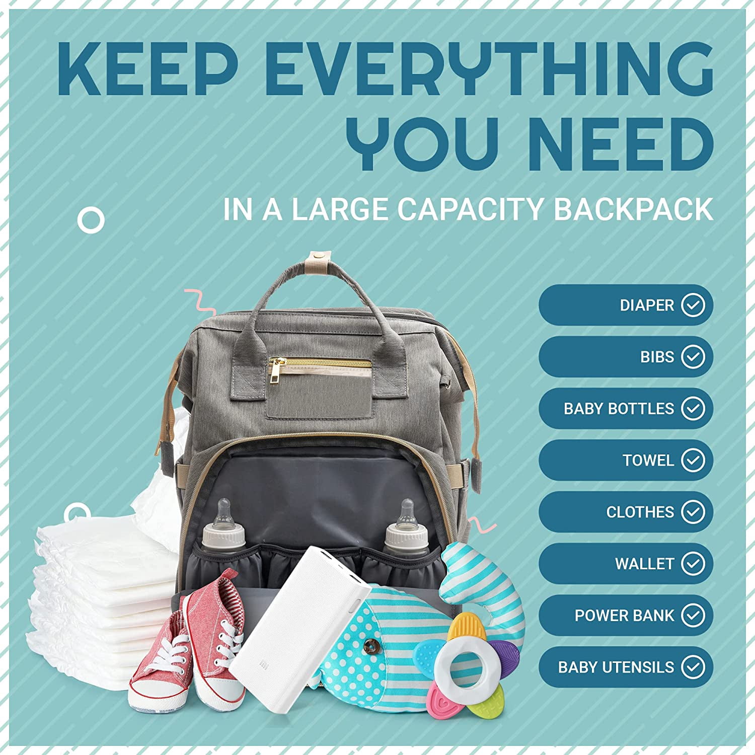 Exec-U-Gift Diaper Bag Backpack with Changing Station