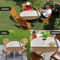 thumbnail image 4 of Vintage Brown Round Tablecloth for 45-54 Inch Tables,Fitted Table Cover with Elastic Edge,Abstract Geometric Patchwork Stripes Art Waterproof Outdoor Table Cloth Protector for Patio Garden Dinner, 4 of 9