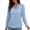 Sky Blue, variant on Chic Casual Tee for Women Fashion Women's V-Neck Long Sleeve Casual T-shirt Tops Solid Blouse Women's Solid Fashion Loose Airy Daily Blouse