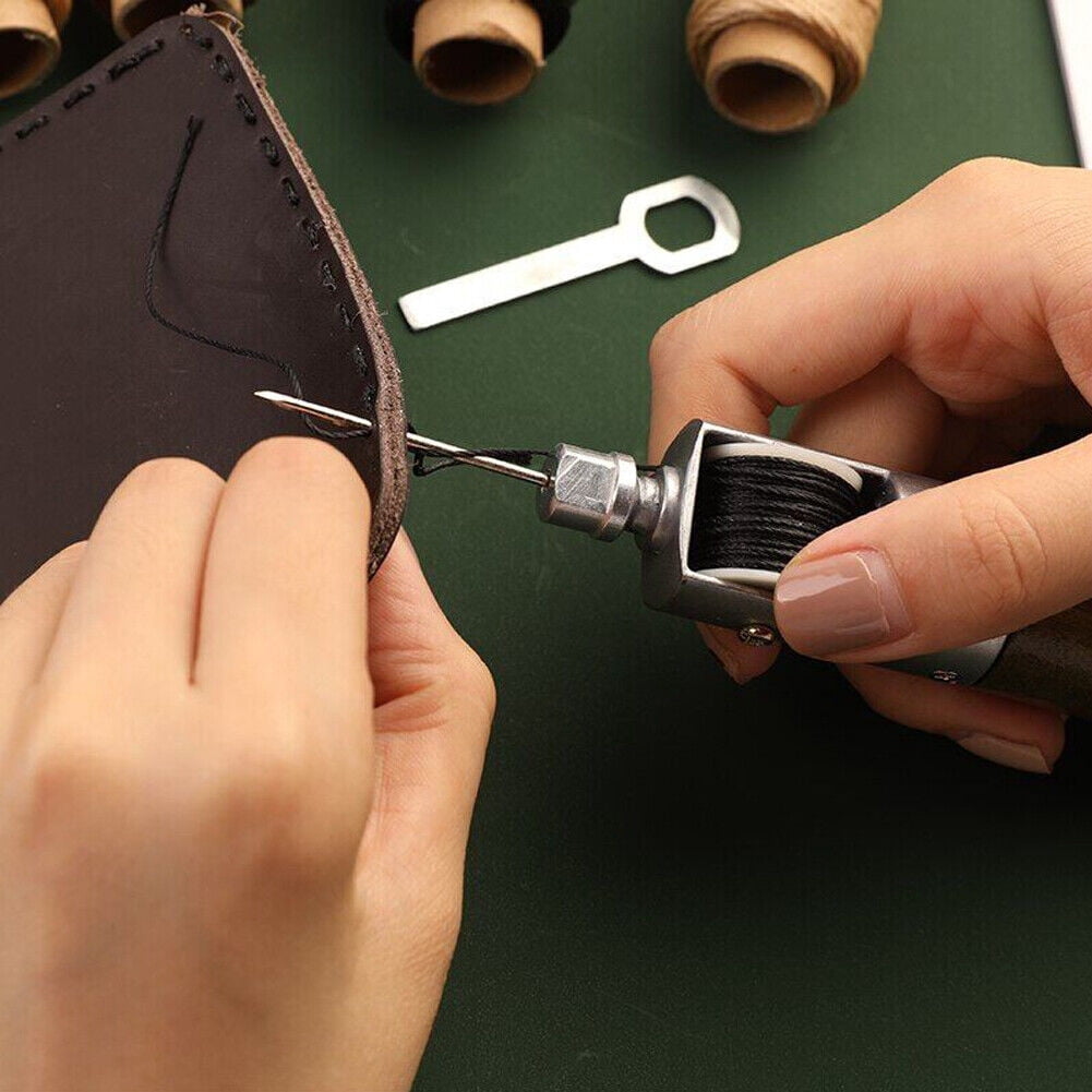 Leather Sewing Awl Thread Kit with Waxed Thread Manual Speedy Stitcher Tool USA