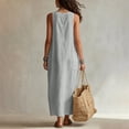 thumbnail image 6 of PRINxy Women's Sleeveless U Neck Linen Maxi Dress with Pockets Boho Flowy Long Dress for Summer Beach Vacation Daily Casual Wear Gray XXL, 6 of 7