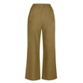 thumbnail image 6 of USNSM Women's Summer Cotton Linen Palazzo Pants Casual Loose Wide Leg Pants Boho Beach Pants Trousers with Pockets Khaki XL, 6 of 8