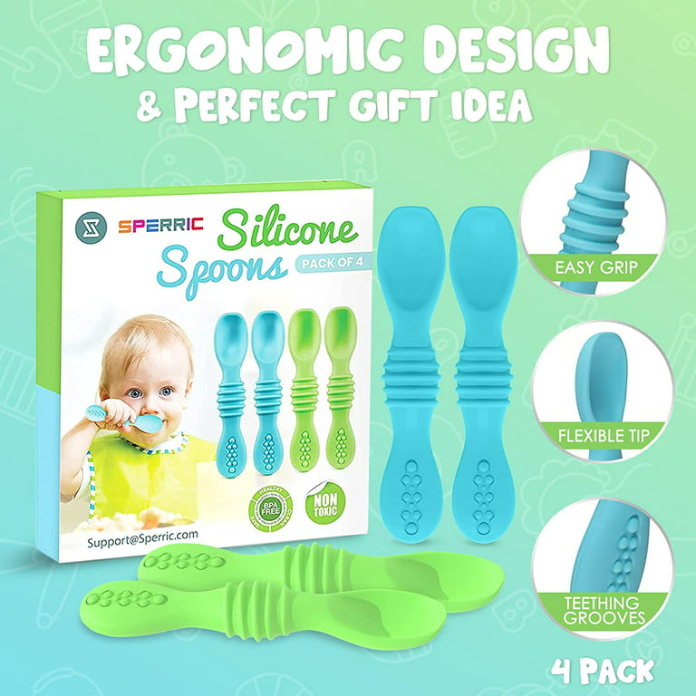 Silicone Baby Spoons First Stage Infant Feeding Spoon for Baby Led Weaning  BPA Lead Phthalate and Plastic Free, Great Gift Set Multicolor