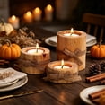 thumbnail image 6 of Set of 3 Natural Wooden Tea Light Candle Holders with Jute Bow, Rustic Log Votive Candle Stands, Farmhouse Table Decor for Wedding Party Dining Table Home Layout, 6 of 6